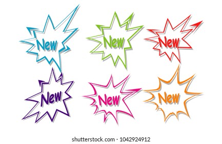 set of star burst sticker label stamp icon logo illustration vector isolated