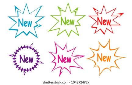 set of star burst sticker label stamp icon logo illustration vector isolated