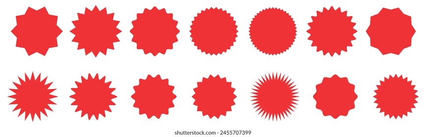 Set of star burst stickers round shape. Vector starburst price tage icon.