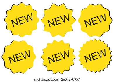 Set of star burst stickers. Vector starburst price tag icon. Set badge shape. Sale promo pricetags. Red badges isolated on white background. Round sun splash in simple design. Wave vignette.