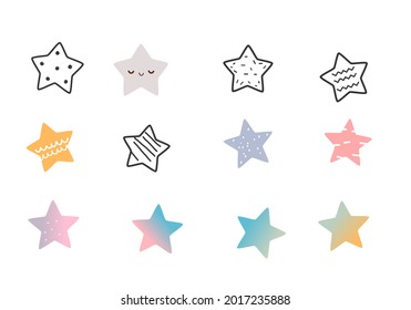 Set of star cartoons isolated on white background vector illustration.