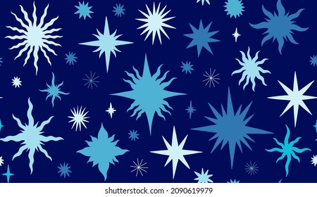 Set star celestial seamless pattern background. Drawing element collection flat cartoon. Space sky abstract.Vector illustration.