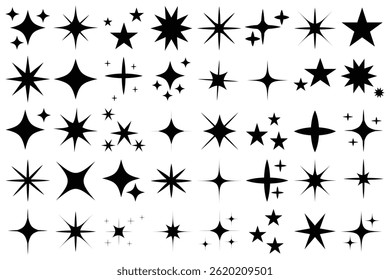 Set of star characters . Star sparkles, shine. Christmas vactor symbols isolated. Collection of pictures of twinkling stars.Vector illustration set . Star vector icons set.
