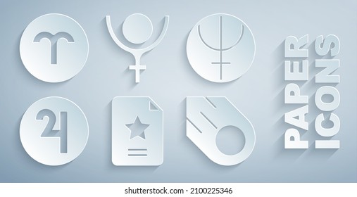 Set Star constellation zodiac, Neptune planet, Symbol Jupiter, Comet, Pluto and Aries icon. Vector