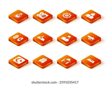 Set Star and crescent, Donate or pay your zakat, Date fruit, Muslim man prays, Table food,  and Ramadan cannon icon. Vector