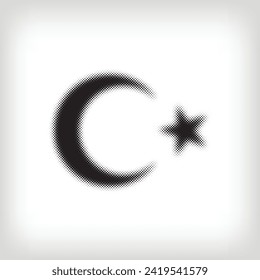 Set of star and crescent dots of the Turkish flag. Vector. Modern background for posters, websites, web pages, business cards, postcards, interior design.