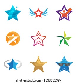 Set of star design template. Starlight icon badge. Stardust vector illustration collection