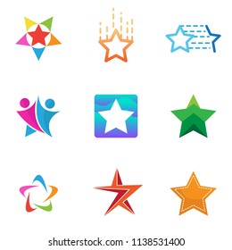 Set of star design template. Starlight icon badge. Stardust vector illustration collection