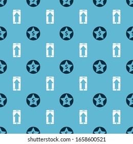 Set Star and dollar and Smartphone, mobile phone on seamless pattern. Vector