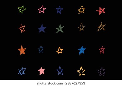 Set of star drawing. Design for decoration