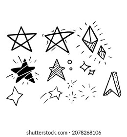 un conjunto de dibujos de estrellas hechos a mano