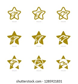 Set of Star Eagle logo Vector Template. Eagle logo with stars icon