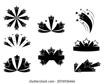 set of Star effect. fireworks vector. Labels with stars around. Star badge. vector illustration