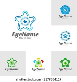 Set of Star Eye Logo Design Template. Eye Star logo concept vector. Creative Icon Symbol