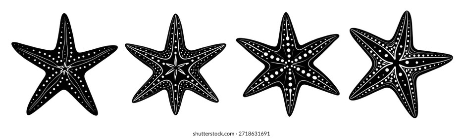 set of star fish illustration vector 
