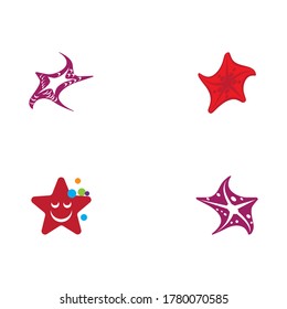 Set Star Fish Logo Template vector icon illustration design