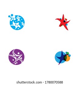 Set Star Fish Logo Template Vektorsymbol-Design