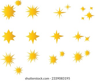 set of star flat sparkling star vector