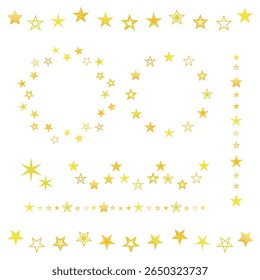 Set of star frames, wreaths and line decorations. Vector Illustration.
