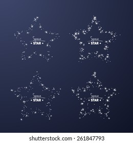 Set of star frames for your text from shiny stars. Vector decoration elements.