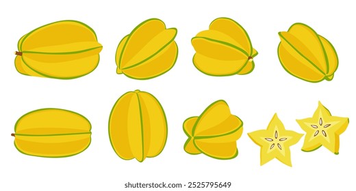 conjunto de Ilustración vectorial de frutas de estrella. aislado sobre fondo blanco. Vector EPS 10. perfecto para el Fondo de pantalla o los Elementos de diseño