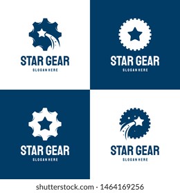 Set of Star Gear logo designs concept vector, Bright Mechanic logo template, Collection of  best Repair logo symbol
