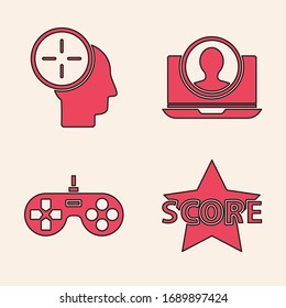 Set Star, Head hunting concept, Create account screen and Gamepad icon. Vector