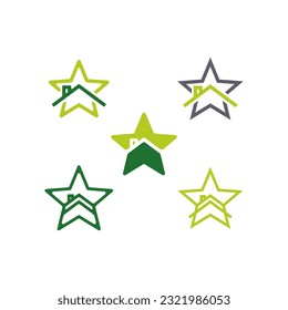 Set von Sternen und Logo-Design, Vektorgrafik
