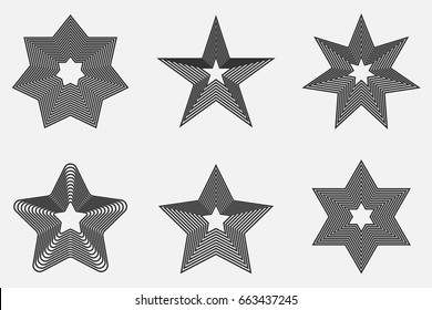 Set Star icon, Black star on gray background
