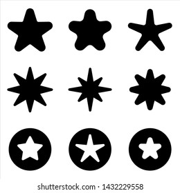 Set of star icon. black rating or favorite symbol with trendy flat style icon for web site design, logo, app, UI isolated on white background. Vector Illustration