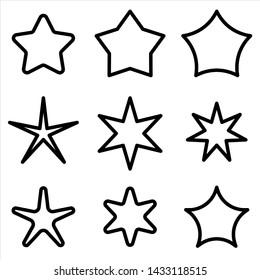 Set of star icon. black rating or favorite symbol with trendy flat outline style icon for web site design, logo, app, UI isolated on white background. Vector Illustration