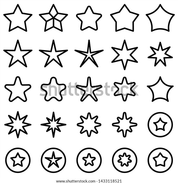 Set Star Icon Black Rating Favorite Stock Vector (Royalty Free ...