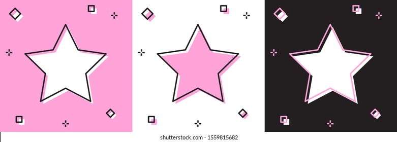 Set Star icon isolated on pink and white, black background. Favorite, best rating, award symbol.  Vector Illustration