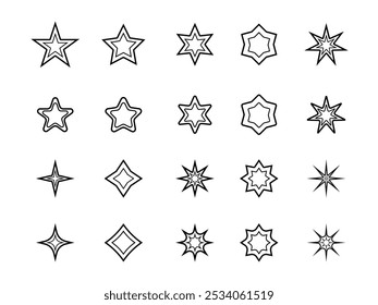 Set Of Star Icon Isolated On White Background. Vector Illustration. Collection