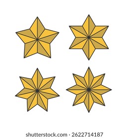 Satz von Stern-Symbol einzeln einfache Silhouette flachen Stil Vektorgrafik auf weißem Hintergrund.