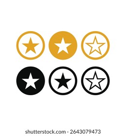 set of star icon vector design concept with circle