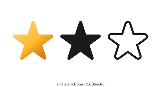 Conjunto de la plantilla de ilustración del vector de icono de Star. Colección de diseño de iconos de estrella. Diseño vectorial estrella aislado en fondo blanco. Icono del vector estrella diseño plano para sitio web, símbolo, logotipo, signo, aplicación, interfaz de usuario.