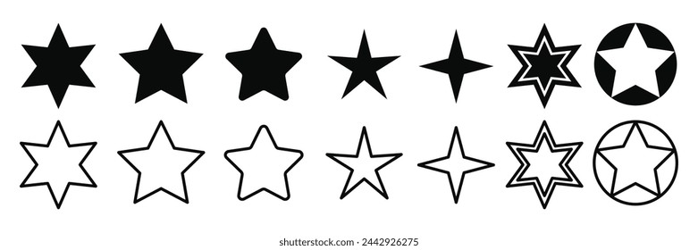 Conjunto de ilustración vectorial de icono de estrella.