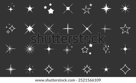 Set of star icon. Star vector silhouette. Hand drawn line art star icon.