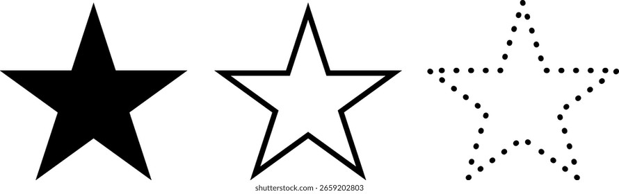 Conjunto de Vectores Star Icon | Forma de estrella, clasificación y paquete de símbolos de premio

