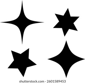 Set of Star Icons - Black and Outline Vector Graphics for Creative Use