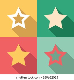 Set of star icons in colorful vintage colors