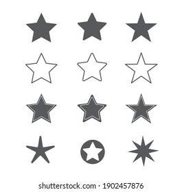 Set of star icons isolated on white background. Sparkles, shining burst, twinkling, glitter. Vector illustration