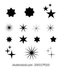 Set Of Star Icons Star Logo isolated on White Background. Flat Vector Illustration Design Template Elements.