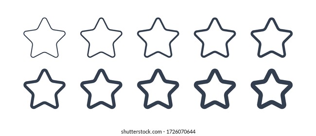Conjunto De Logotipo Star Icons Star. Estilo lineal redondeado aislado en fondo blanco. Elementos de plantilla de diseño de iconos de vector plano.