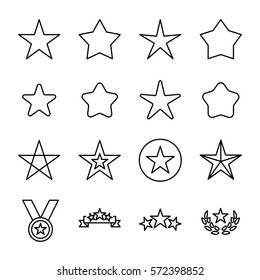 Set of star icons in modern thin line style. High quality black outline rank symbols for web site design and mobile apps. Simple star pictograms on a white background.