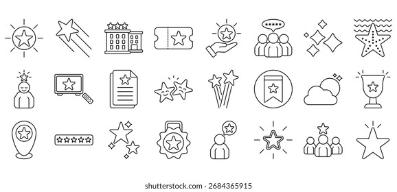 Conjunto de iconos o símbolos de estrellas Vector archivo totalmente editable.