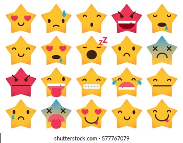 set of star icons with various expression