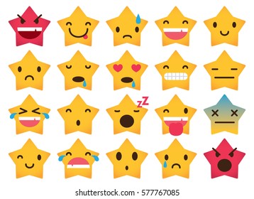 set of star icons with various expression