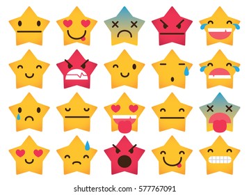 set of star icons with various expression